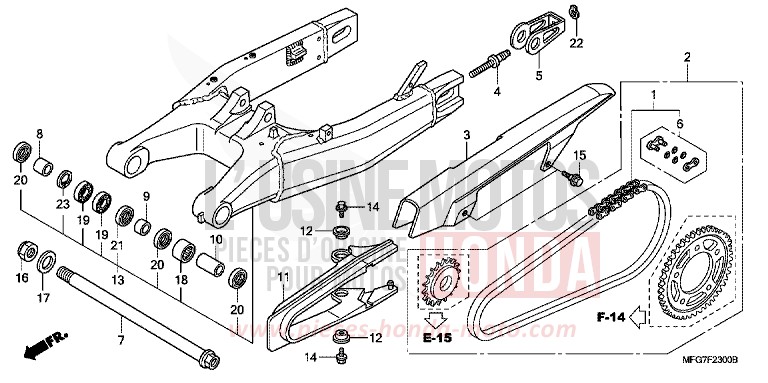 SWINGARM for CB600F Hornet ABS PEARL SIENA RED (R320) from 2009